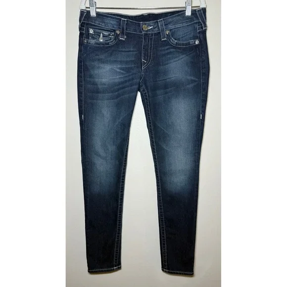 True Religion Women's Sz 30 Skinny Jeans Dark Wash - Picture 3 of 7